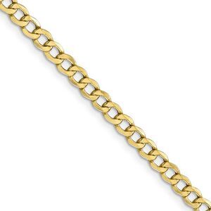 4.3mm, 10k Yellow Gold Hollow Curb Link Chain Necklace, 20 Inch